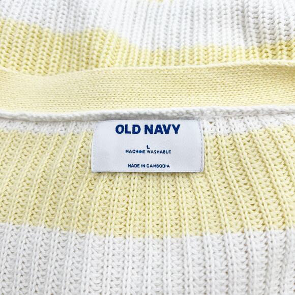 Old Navy Yellow‎ and White Striped Knit Cardigan - Picture 3 of 4